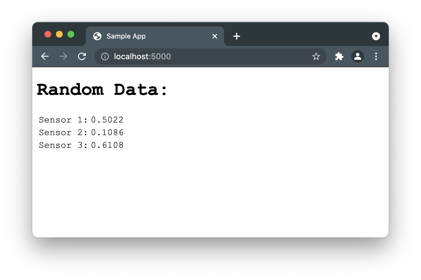 Screenshot of simple web application