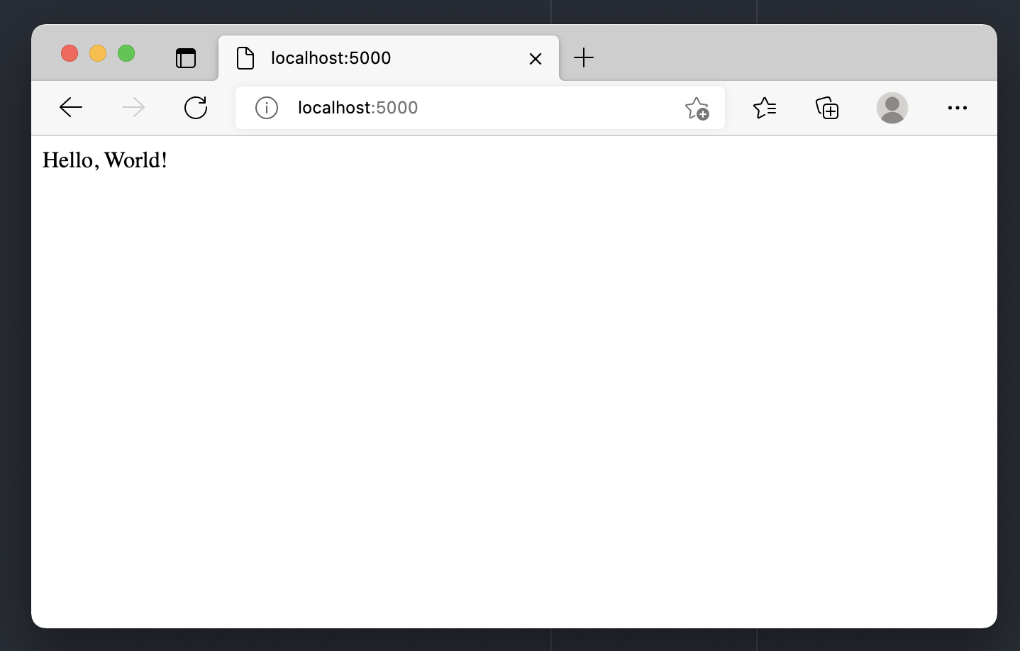 Hello World app screenshot