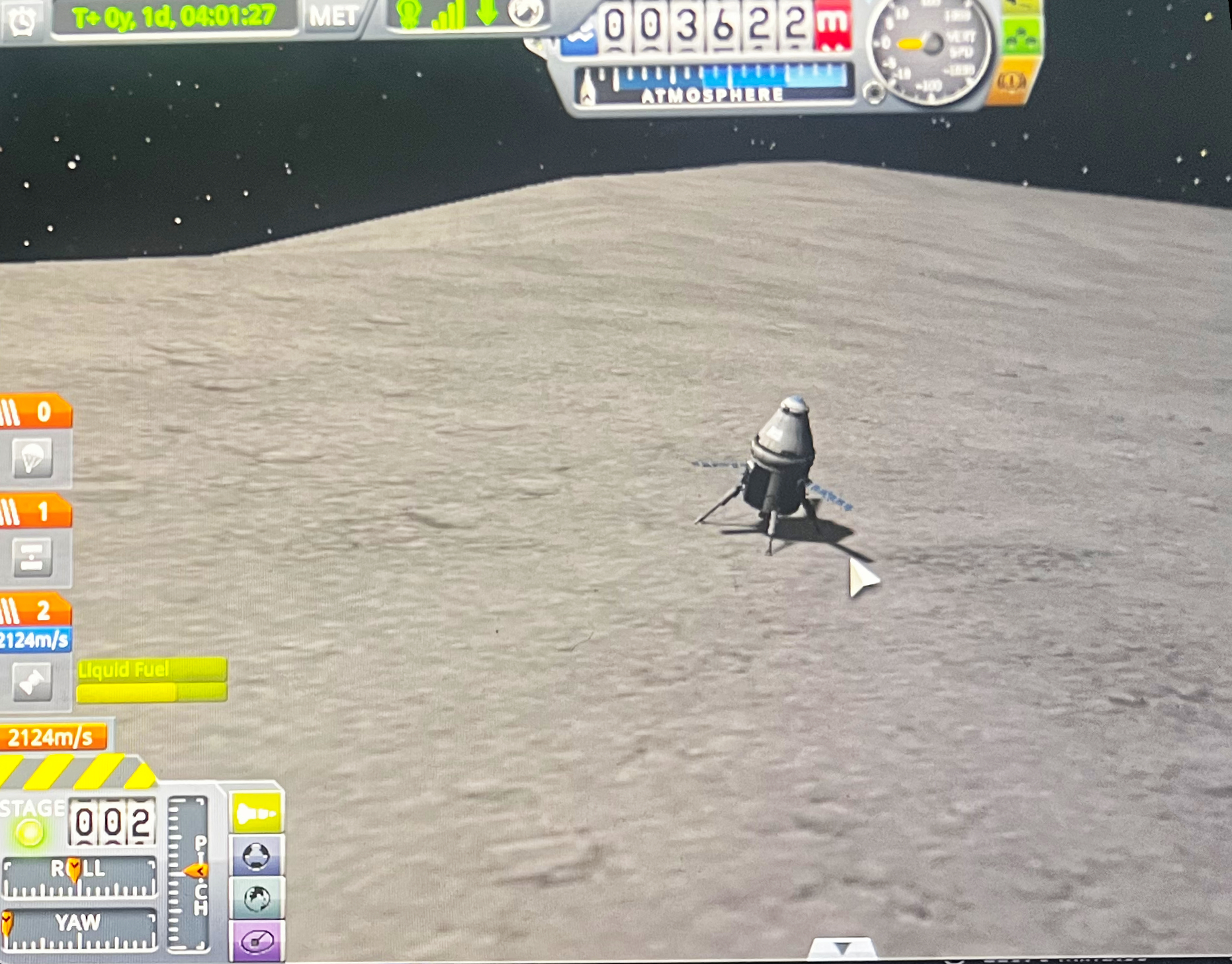 Our successful Mun landing captured in a single frame.
