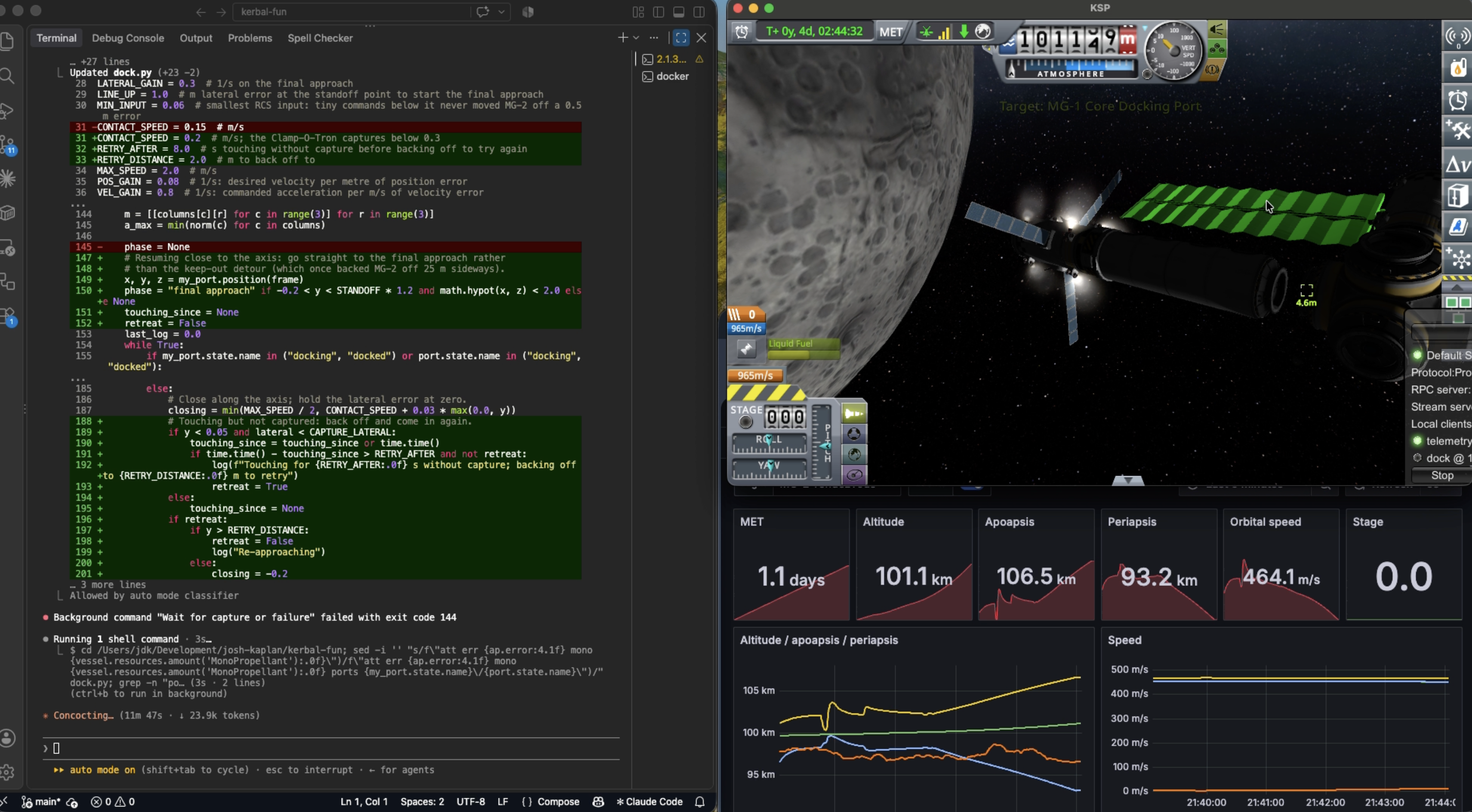 Docking of MG-1 and MG-2 lunar station modules.